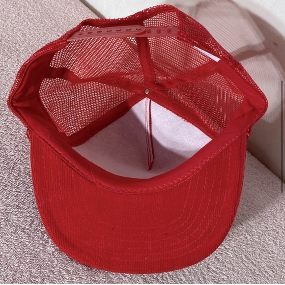 Vintage Babco Red Corduroy Mesh Back Snap Back Trucker Hat - Picture 6 of 9